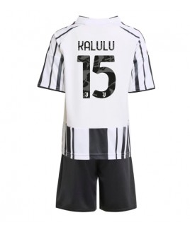 Günstige Juventus Pierre Kalulu #15 Heimtrikotsatz Kinder 2025-26 Kurzarm (+ Kurze Hosen)
